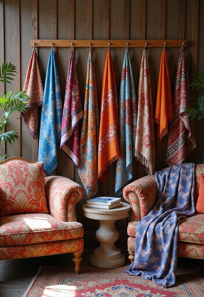 13 Bohemian Textiles That Will Transform Your Home into a Cozy Retreat (You’ll Love #4!) - 11. Ethnic Print Scarves