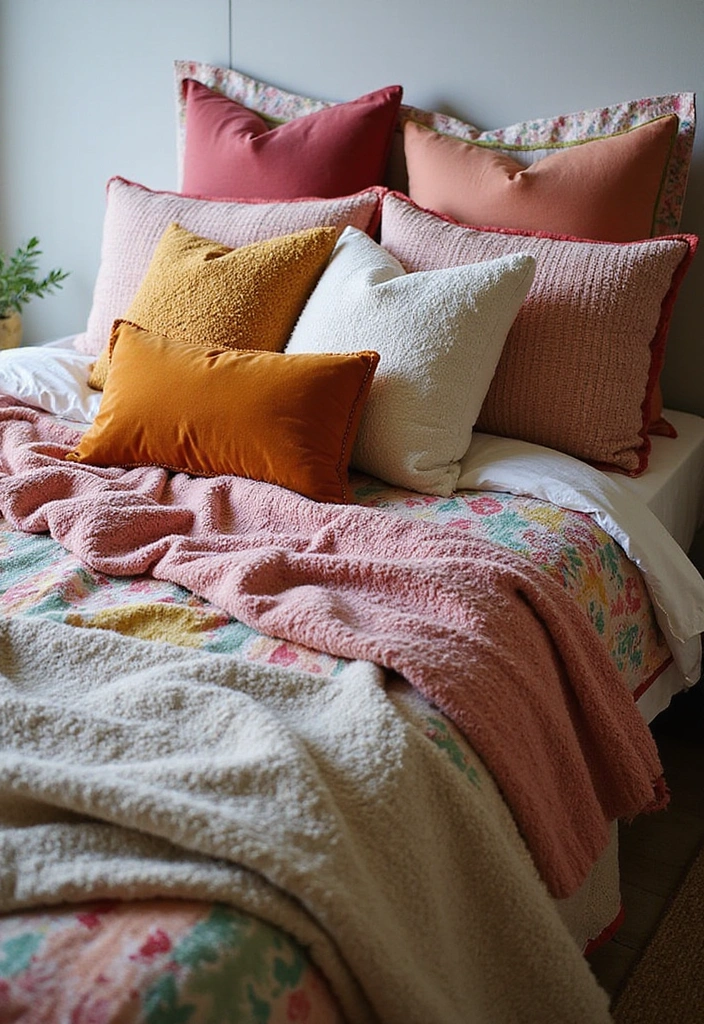 15 Cozy Bedroom Decor Ideas That Will Make You Want to Stay in Bed Forever (Check Out #10!) - 1. Layered Textiles