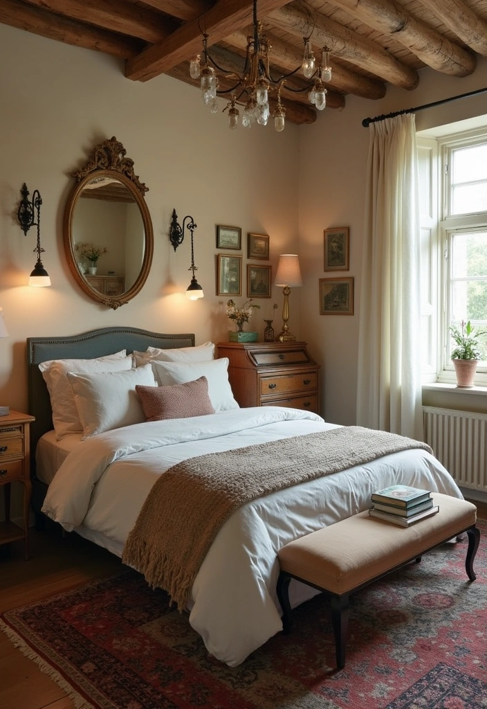 15 Cozy Bedroom Decor Ideas That Will Make You Want to Stay in Bed Forever (Check Out #10!) - 7. Vintage Touches