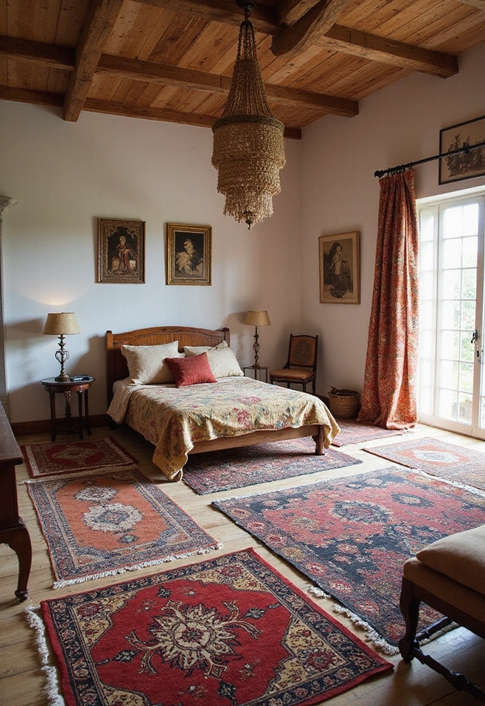 16 Bohemian Bedroom Makeovers That Will Inspire Your Dreamy Retreat (Wait Until You See #11!) - 15. Create Zones with Rugs