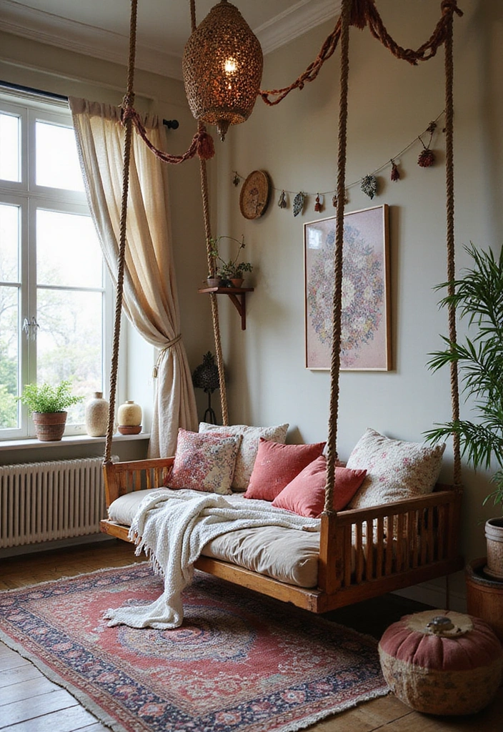 16 Bohemian Bedroom Makeovers That Will Inspire Your Dreamy Retreat (Wait Until You See #11!) - 16. Add an Indoor Swing