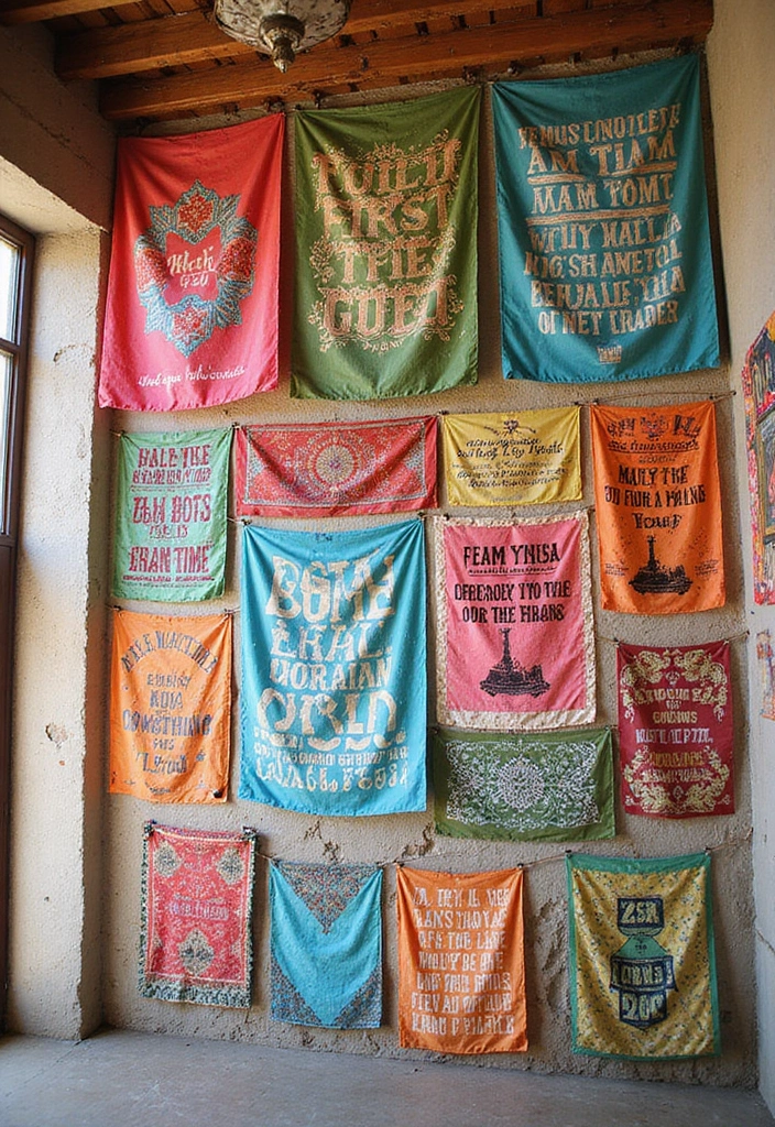 19 Bohemian Art Ideas That Will Make Your Walls Pop (You’ll Want #11!) - 12. Colorful Wall Banners