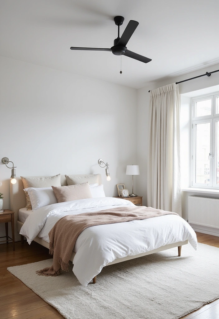 19 Minimalist Bedroom Ideas That'll Ensure You Wake Up Refreshed Every Morning! - 13. Simplistic Ceiling Fans
