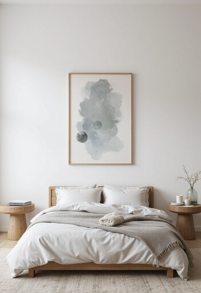 19 Minimalist Bedroom Ideas That'll Ensure You Wake Up Refreshed Every Morning! - 6. Minimalist Art