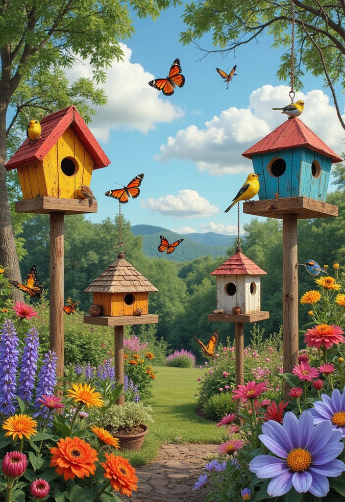 20 Bohemian Gardening Ideas That'll Turn Your Yard into a Serene Retreat (Check Out #11!) - 17. Embrace Wildlife with Birdhouses and Feeders