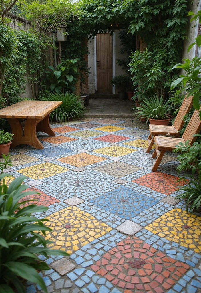 15 Creative Patio Designs That Will Transform Your Backyard into a Paradise! - 13. Artistic Mosaic Patio