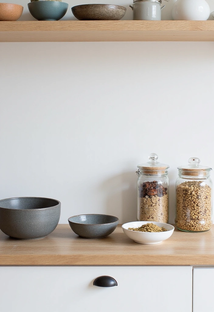 15 Minimalist Kitchen Decor Ideas That Will Make Your Space Shine (You Won't Believe #10!) - 12. Decorative Bowls and Jars