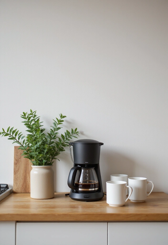 18 Easy DIY Minimalist Kitchen Projects That Will Revamp Your Space (Check Out #7!) - 16. Simple Coffee Station
