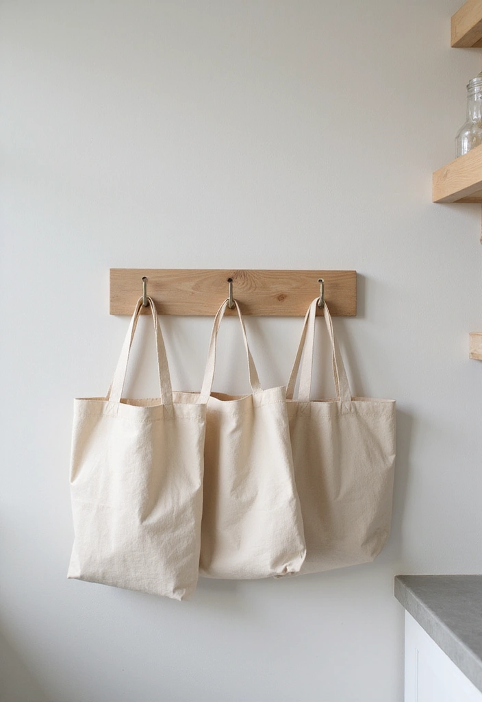 18 Easy DIY Minimalist Kitchen Projects That Will Revamp Your Space (Check Out #7!) - 17. Customized Tote Bag Holder