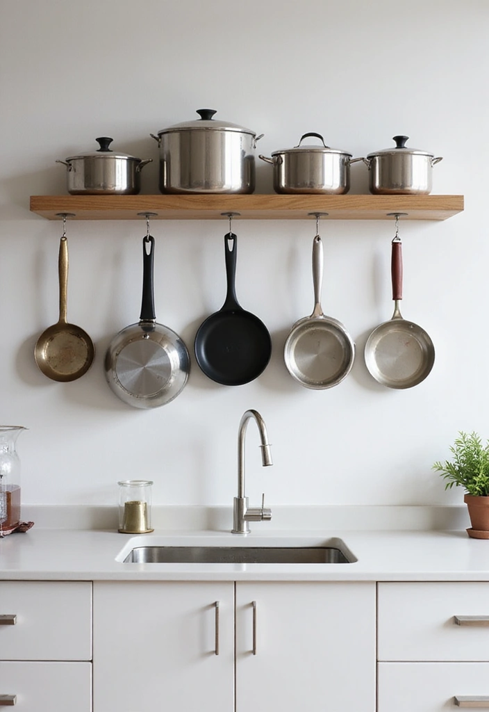 18 Easy DIY Minimalist Kitchen Projects That Will Revamp Your Space (Check Out #7!) - 9. Stylish Pot Rack