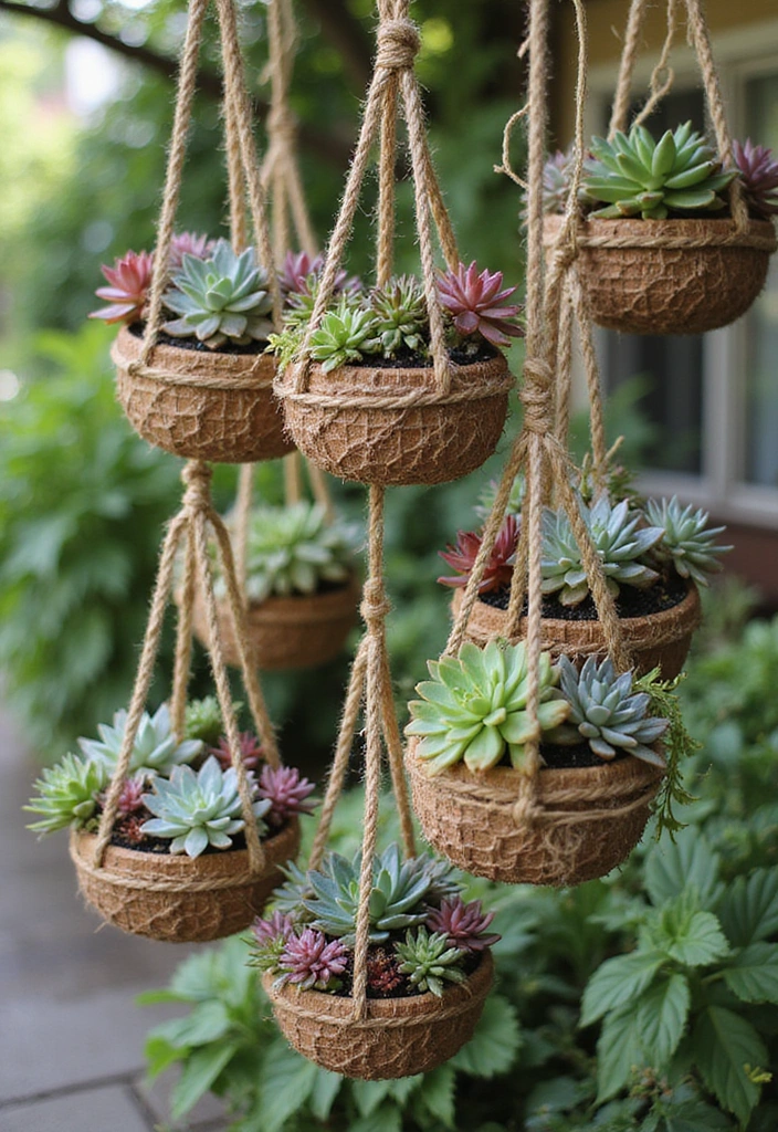 20 Chic Succulent Landscaping Ideas That Will Transform Your Yard (Don't Miss #5!) - 18. Hanging Succulent Baskets