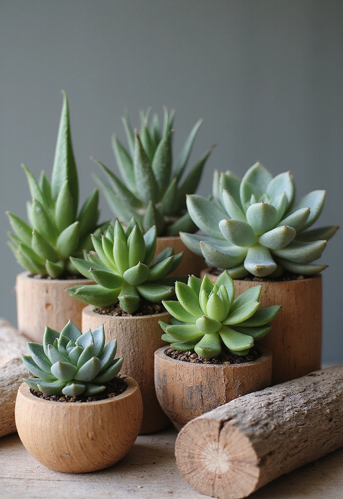 20 Chic Succulent Landscaping Ideas That Will Transform Your Yard (Don't Miss #5!) - 8. Succulents and Wood
